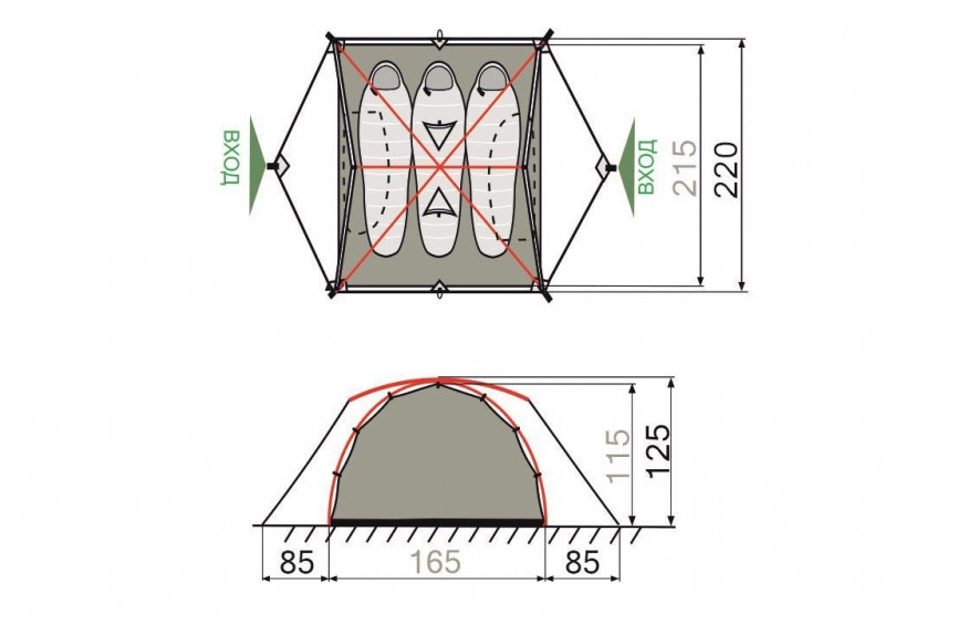 Палатка RockLand Mountain 3, трехместная Alu