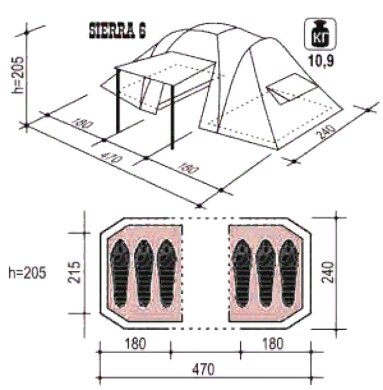Туристическая палатка Sierra 6, Indiana