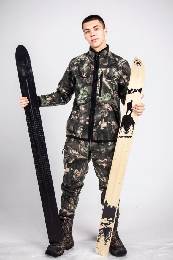 Лыжи Лесные, дерево-пластик, длина 165 см, ширина 11 см