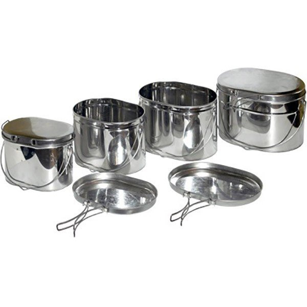 Набор низких котелков - 4шт. (2,2; 3,3; 4,5; 6,0 л.) с крышками, Матрешка, крышки без ручек